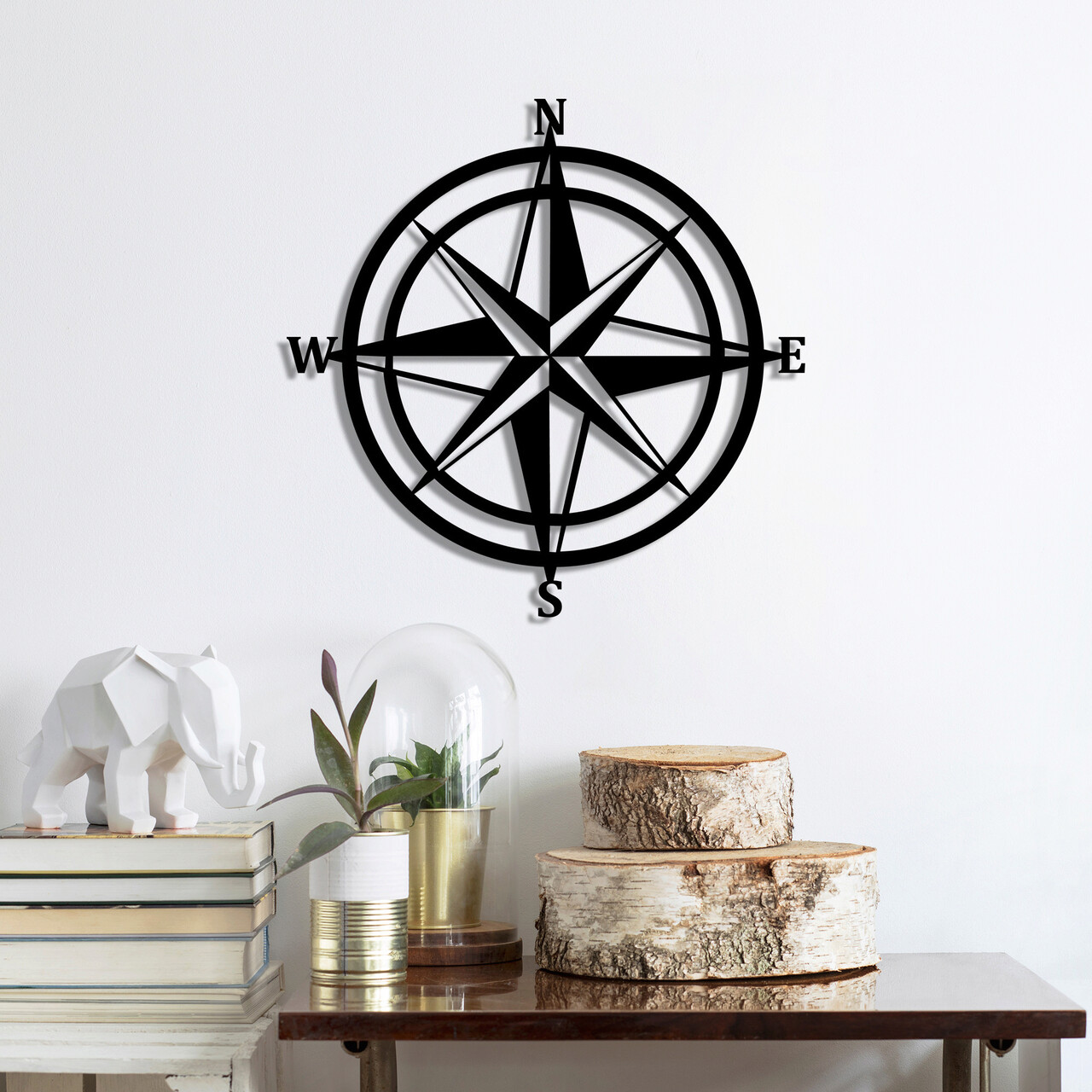 Decoratiune de perete, Compass, Dimensiune: 55 x 55 cm, Negru - imagine 4